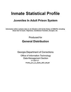 Inmate statistical profile: juveniles in adult prison system, 2021 August