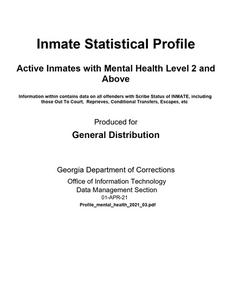 Inmate statistical profile: active inmates with mental health level 2 and above, 2021 March