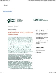 Georgia Technology Authority (GTA) update newsletter, 2022 January-February