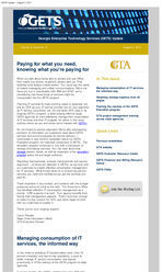 Georgia Enterprise Technology Services (GETS) update, Vol. 5, Issue 8 (Aug. 5, 2013)