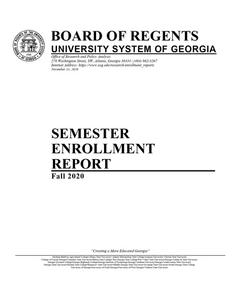 Semester enrollment report, 2020 Fall