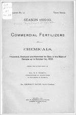 Commercial fertilizers and chemicals, inspected, analyzed and admitted for sale in the state of Georgia up to October 1st, 1892 [1892]