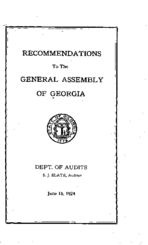 Recommendations to the General Assembly of Georgia [June 16, 1924]