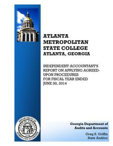 Atlanta Metropolitan State College, Atlanta, Georgia, independent accountant's report on applying agreed-upon procedures for fiscal year ended 2014 June 30