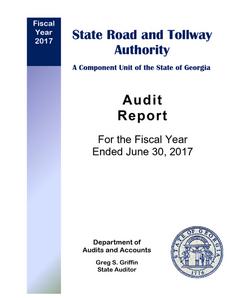 State Road and Tollway Authority (a component unit of the state of Georgia), financial report for the fiscal year ended 2017 June 30