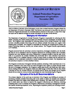 Follow-up review. Animal Protection Program, Department of Agriculture