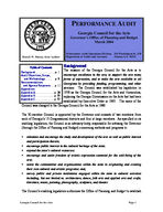 Performance audit. Georgia Council for the Arts, Governor's Office of Planning and Budget