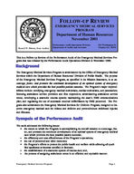 Follow-up review. Emergency Medical Services Program, Department of Human Resources