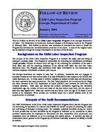 Follow-up review. Child Labor Inspection Program, Georgia Department of Labor