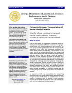 Transportation of mental health patients : sheriffs' offices continue to transport mental health patients; however, number of transports has decreased
