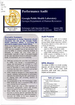 Performance audit: Georgia Public Health Laboratory, Georgia Department of Human Resources [Jan. 2006]