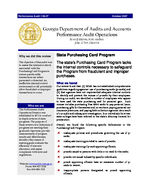 State purchasing card program / Georgia Department of Audits and Accounts, Performance Audit Operations
