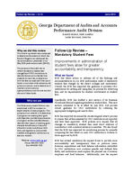 Mandatory student fees : improvements in administration of student fees allow for greater accountability and transparency