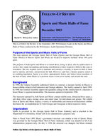 Follow-up review. Sports and Music halls of fame