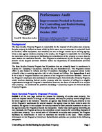 Performance audit. Improvements needed in systems for controlling and redistributing surplus state property