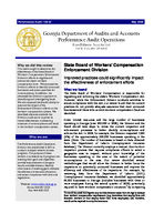 State Board of Workers' Compensation Enforcement Division / Georgia Department of Audits and Accounts, Performance Audit Operations