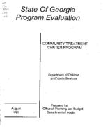 Program evaluation, Community Treatment Center Program, Department of Children and Youth Services