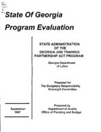 Program evaluation, State Administration of the Georgia Job Training Partnership Act Program, Georgia Department of Labor