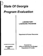 Program evaluation, Laboratory Licensure Program, Department of Human Resources