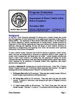 Program evaluation: Department of Motor Vehicle Safety driver examiners