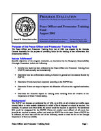 Program evaluation, Peace Officer and Prosecutor Training Fund