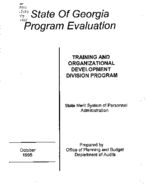 Program evaluation, Training and Organizational Development Division Program, State Merit System of Personnel Administration