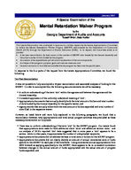 A special examination of the Mental Retardation Waiver Program