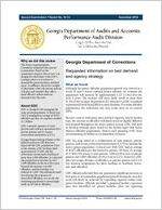 Georgia Department of Corrections: requested information on bed demand and agency strategy