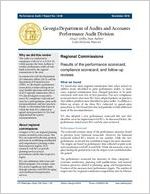 Regional commissions: results of the performance scorecard, compliance scorecard, and follow-up reviews