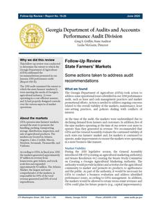State farmers' markets: some actions taken to address audit recommendations