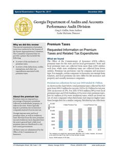 Premium taxes : requested information on premium taxes and related tax expenditures