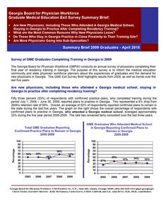 Graduate medical education exit survey summary brief, 2010 April