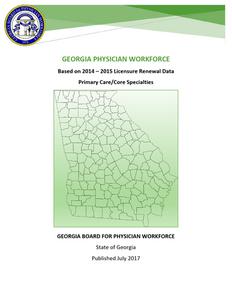 Georgia physician workforce primary care/core specialties, 2014-2015