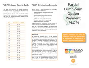 Partial lump-sum option payment (PLOP) : eligible members can elect to receive a lump-sum distribution at retirement in addition to a monthly retirement allowance