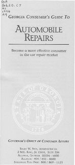 Georgia consumer's guide to automobile repairs : become a more effective consumer in the car repair market