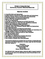 Division of Aging Services' community education materials/resources