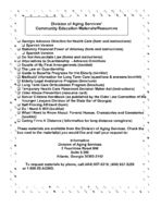 Division of Aging Services' community education materials/resources [2009]