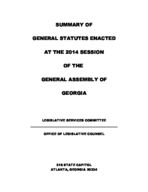 Summary of general statutes enacted at the 2014 session of the General Assembly of Georgia