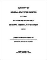 Summary of general statutes enacted at the 2nd session of the 153rd General Assembly of Georgia, 2016 [2016]