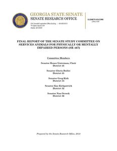 Final report of the Senate Study Committee on Services Animals for Physically or Mentally Impaired Persons (SR 467)