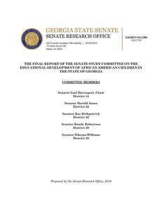 The final report of the Senate Study Committee on the Educational Development of African American Children in the State of Georgia