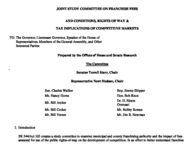 Joint Study Committee on Franchise Fees and Conditions, Rights of Way & Tax Implications of Competitive Markets