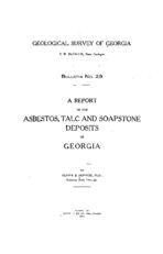 A report on the asbestos, talc and soapstone deposits of Georgia