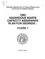 1993 Hazardous waste capacity assurance plan for Georgia: phase 1