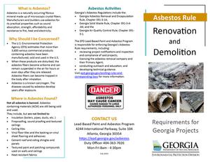 Asbestos rule: renovation and demolition: requirements for Georgia projects
