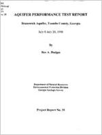 Aquifer performance test report : Brunswick aquifer, Toombs County, Georgia, July 8-July 20, 1998 / by Rex A. Hodges