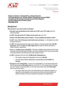 Report on stroke in Georgia, 2018, as required by the Coverdell-Murphy Act, Georgia SB549, amended by Georgia HB853