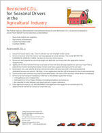 Restricted C.D.L. for seasonal drivers in the agricultural industry