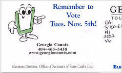 Georgia Counts, touch the future of voting: electronic voting instruction card