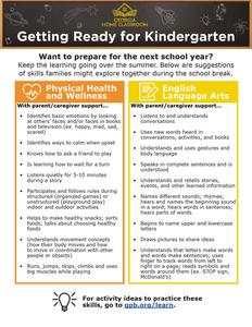 Getting ready for kindergarten